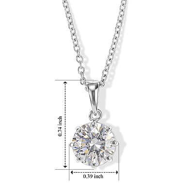 EverTrue Simulated Diamond Pendant Necklace in Stainless Steel 20 Inches