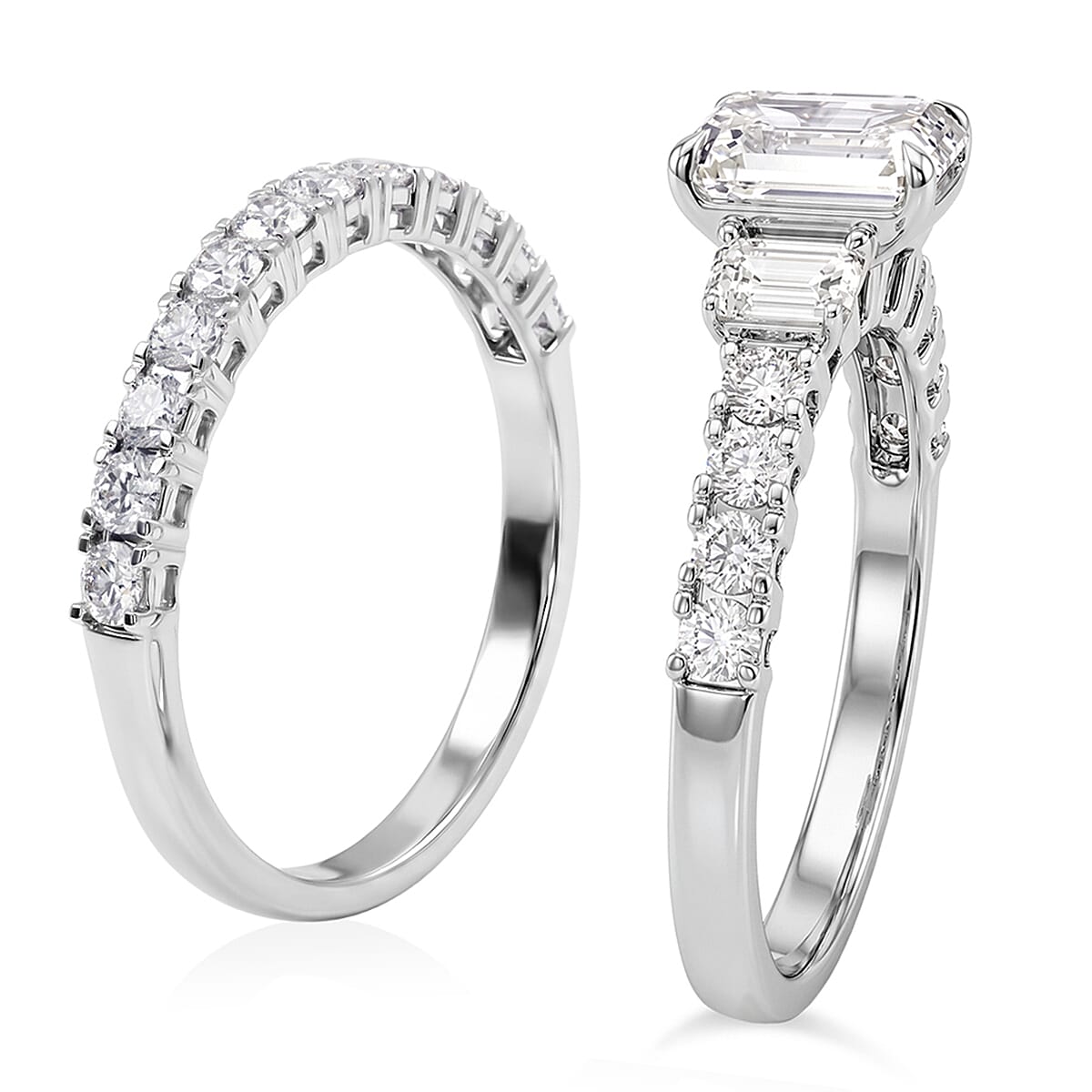 Luxuriant Lab Grown Diamond G-H SI1 2.30 ctw Set of 2 Ring in Sterling Silver (Size 6.0) image number 3