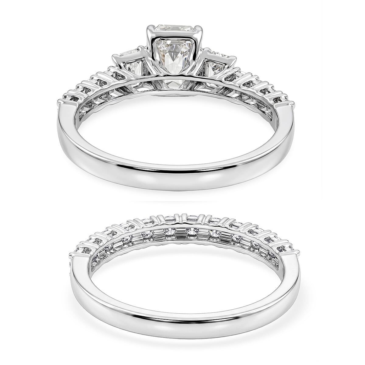 Luxuriant Lab Grown Diamond G-H SI1 2.30 ctw Set of 2 Ring in Sterling Silver (Size 6.0) image number 4