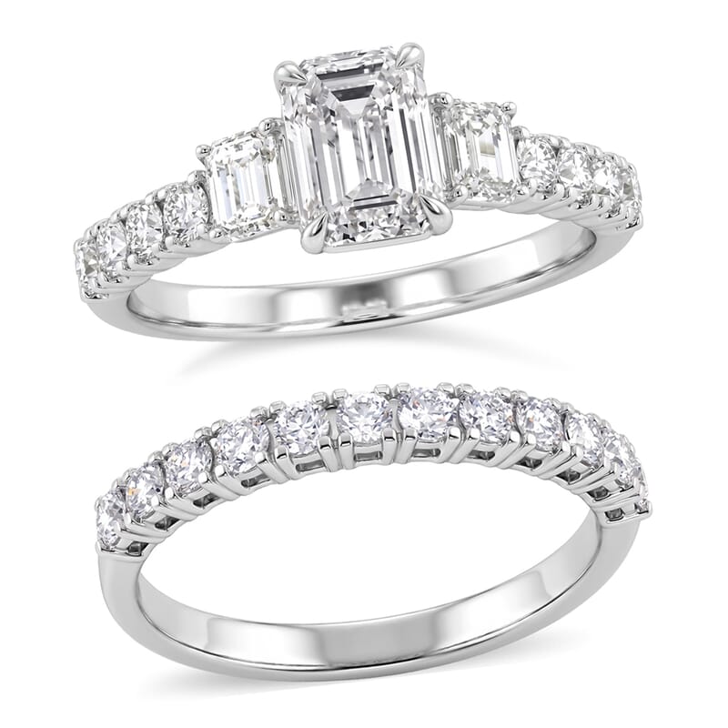 Luxuriant Lab Grown Diamond G-H SI1 2.30 ctw Set of 2 Ring in Sterling Silver (Size 7.0)