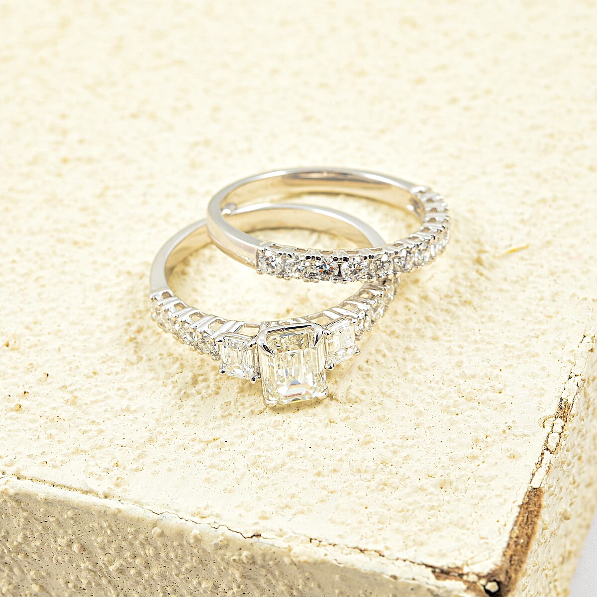 Luxuriant Lab Grown Diamond G-H SI1 2.30 ctw Set of 2 Ring in Sterling Silver (Size 7.0) image number 1
