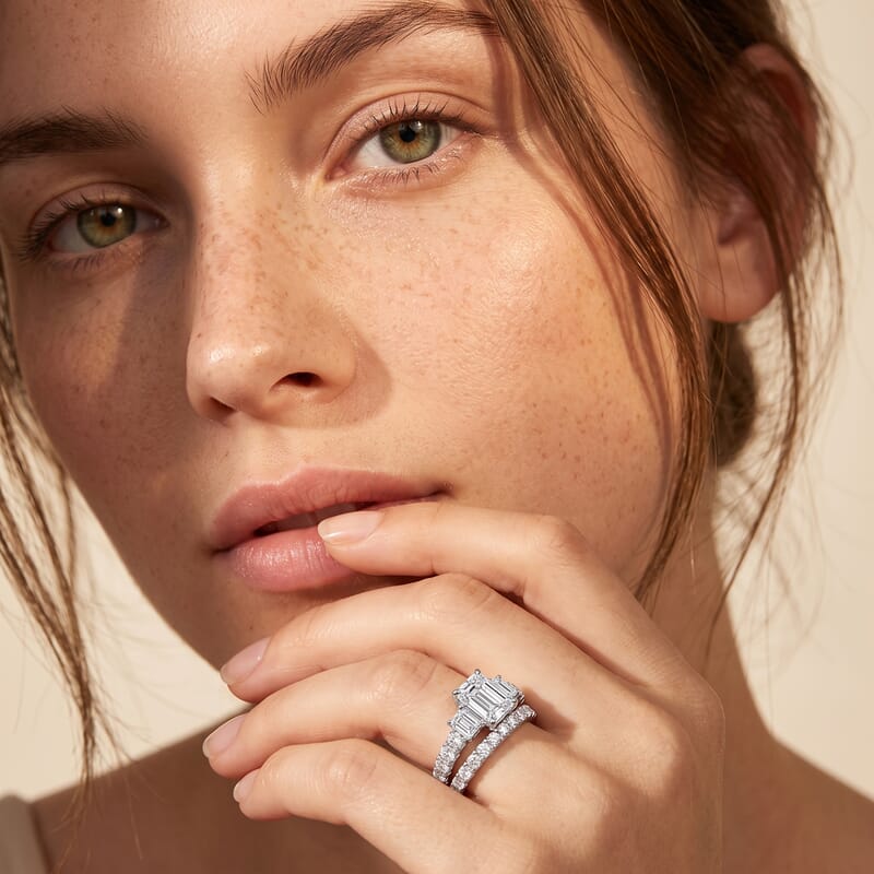 Luxuriant Lab Grown Diamond G-H SI1 2.30 ctw Set of 2 Ring in Sterling Silver (Size 7.0)