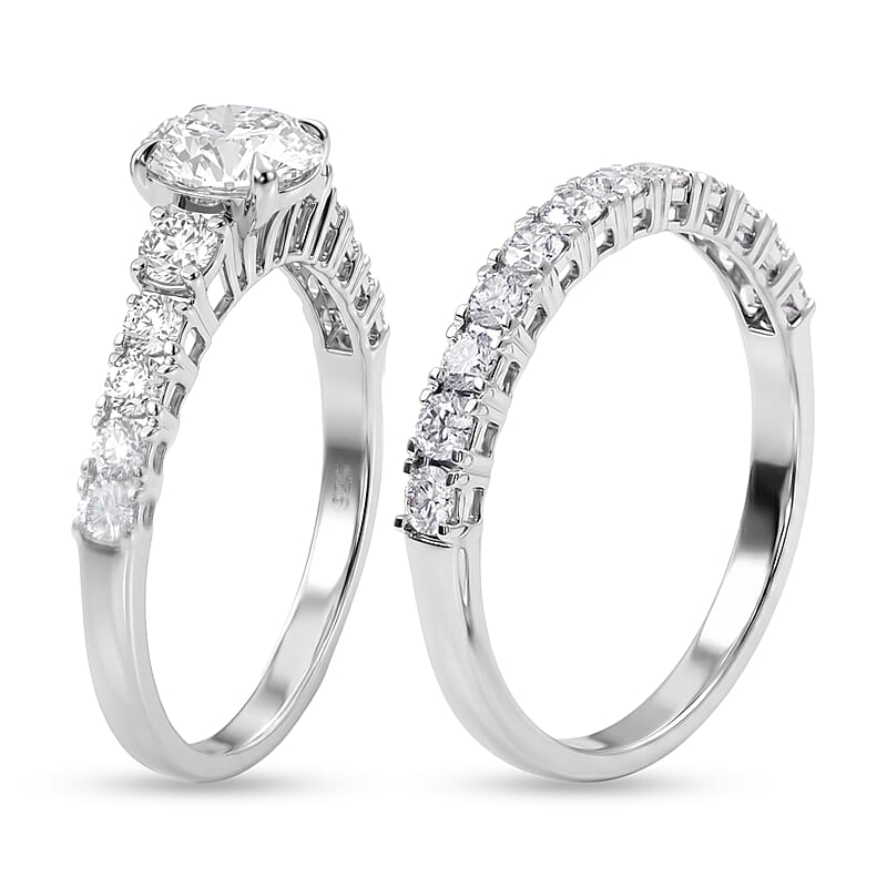 Luxuriant Lab Grown Diamond G-H SI1 2.00 ctw Set of 2 Ring in Sterling Silver (Size 6.0)