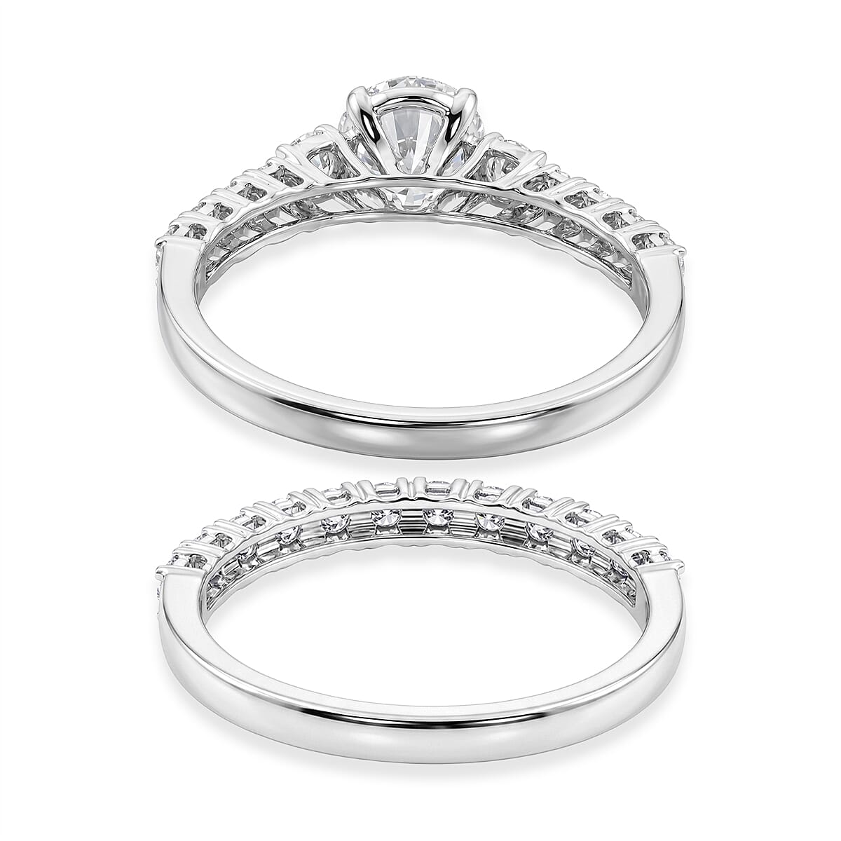 Luxuriant Lab Grown Diamond G-H SI1 2.00 ctw Set of 2 Ring in Sterling Silver (Size 6.0) image number 4