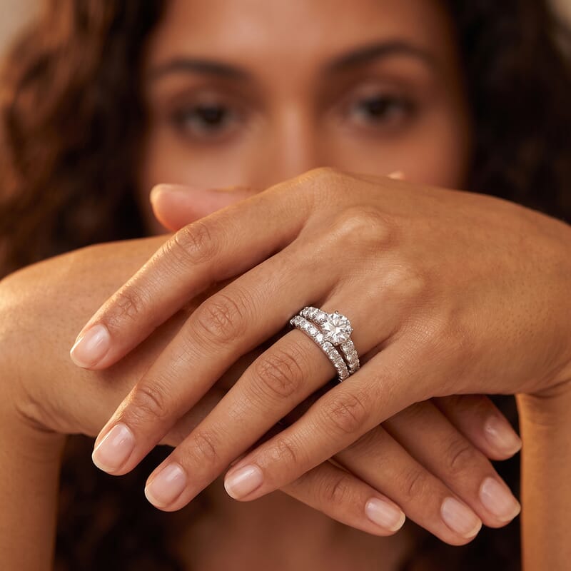Luxuriant Lab Grown Diamond G-H SI1 2.00 ctw Set of 2 Ring in Sterling Silver (Size 6.0)