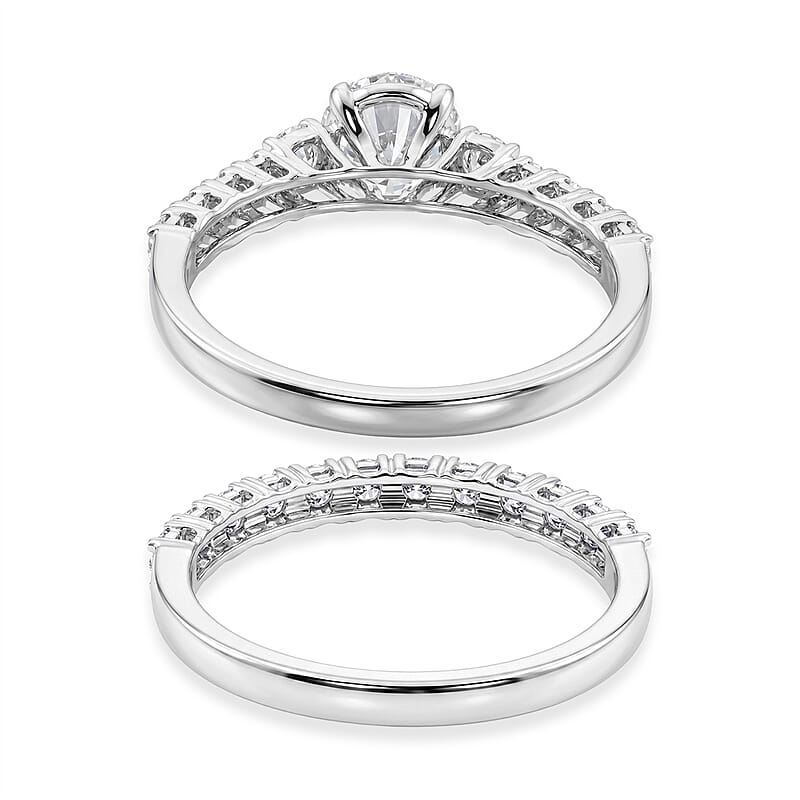 Luxuriant Lab Grown Diamond G-H SI1 2.00 ctw Set of 2 Ring in Sterling Silver (Size 6.0)