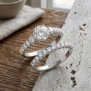 Luxuriant Lab Grown Diamond  G-H SI1 2.00 ctw Set of 2 Ring in Sterling Silver (Size 7.0)