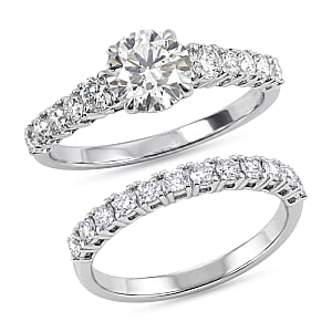 Luxuriant Lab Grown Diamond G-H SI1 2.00 ctw Set of 2 Ring in Sterling Silver (Size 9.0)