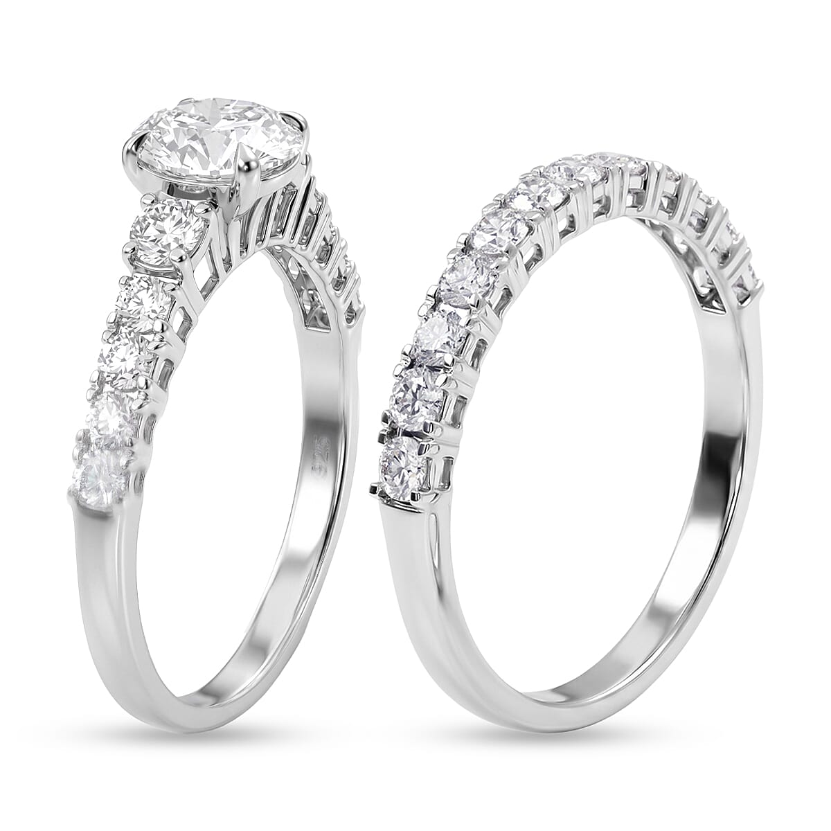 Luxuriant Lab Grown Diamond G-H SI1 2.00 ctw Set of 2 Ring in Sterling Silver (Size 9.0)