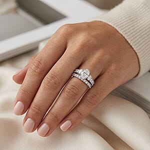 Luxuriant Lab Grown Diamond G-H SI1 2.15 ctw Set of 2 Ring in Sterling Silver (Size 6.0)