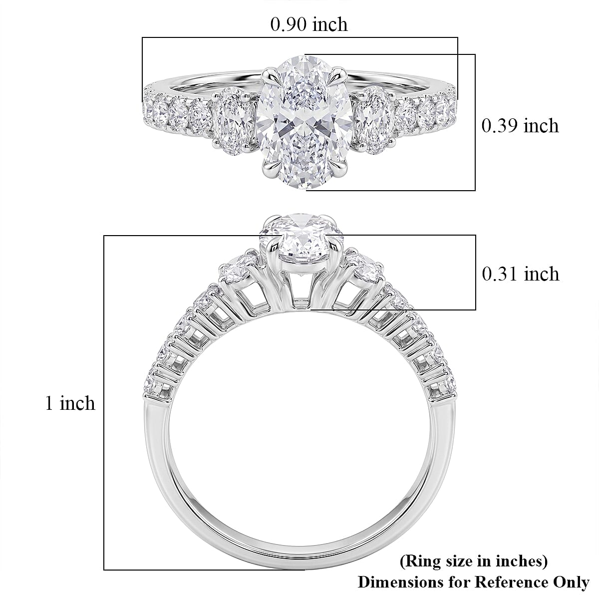 Luxuriant Lab Grown Diamond G-H SI1 2.15 ctw Set of 2 Ring in Sterling Silver (Size 6.0) image number 5