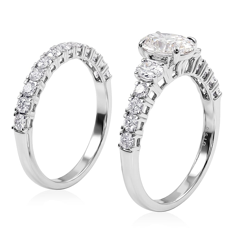 Luxuriant Lab Grown Diamond G-H SI1 2.15 ctw Set of 2 Ring in Sterling Silver (Size 7.0)