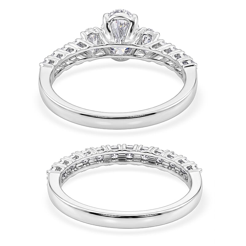 Luxuriant Lab Grown Diamond G-H SI1 2.15 ctw Set of 2 Ring in Sterling Silver (Size 7.0)