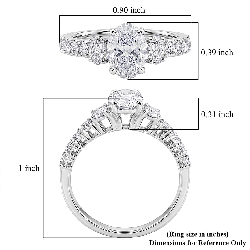 Luxuriant Lab Grown Diamond G-H SI1 2.15 ctw Set of 2 Ring in Sterling Silver (Size 7.0)