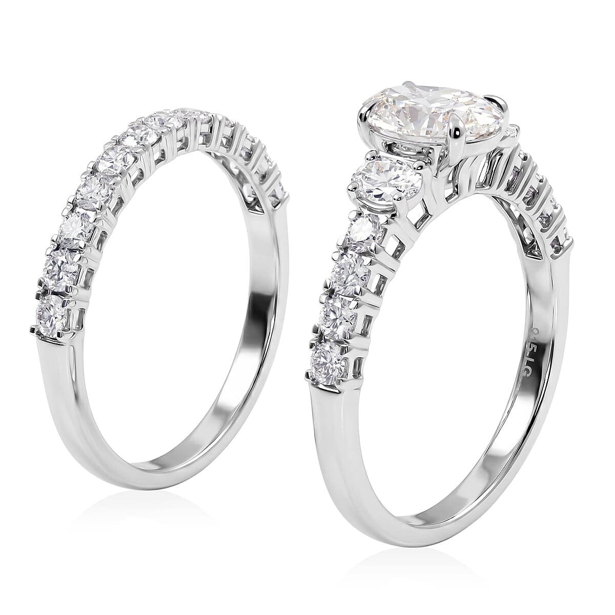 Luxuriant Lab Grown Diamond G-H SI1 2.15 ctw Set of 2 Ring in Sterling Silver (Size 8.0) image number 3