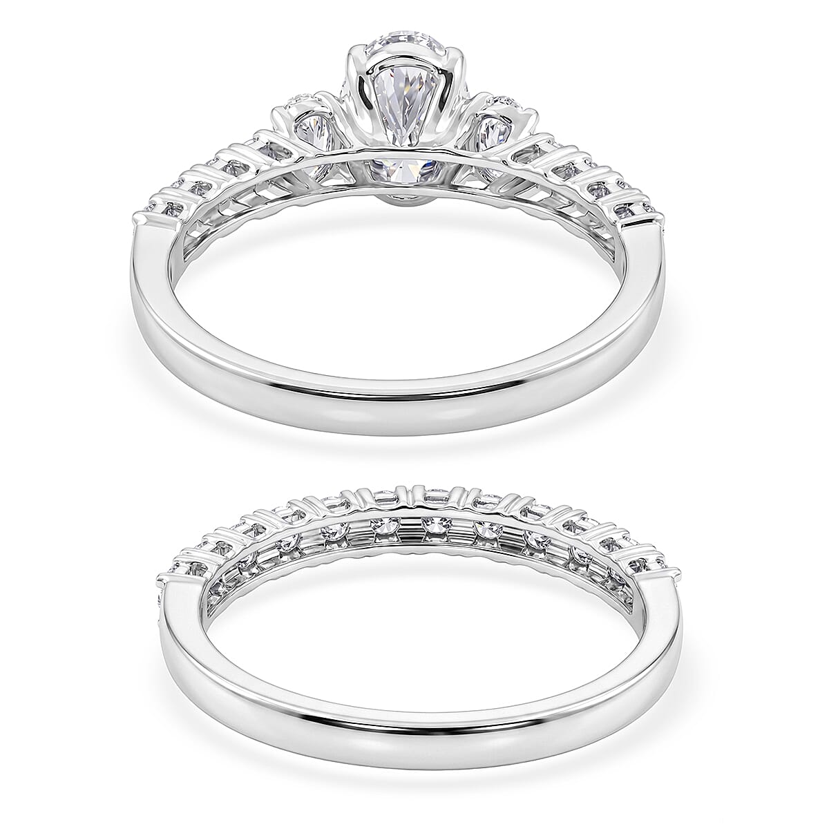 Luxuriant Lab Grown Diamond G-H SI1 2.15 ctw Set of 2 Ring in Sterling Silver (Size 8.0) image number 4