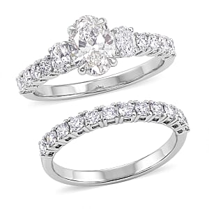 Luxuriant Lab Grown Diamond G-H SI1 2.15 ctw Set of 2 Ring in Sterling Silver (Size 9.0)