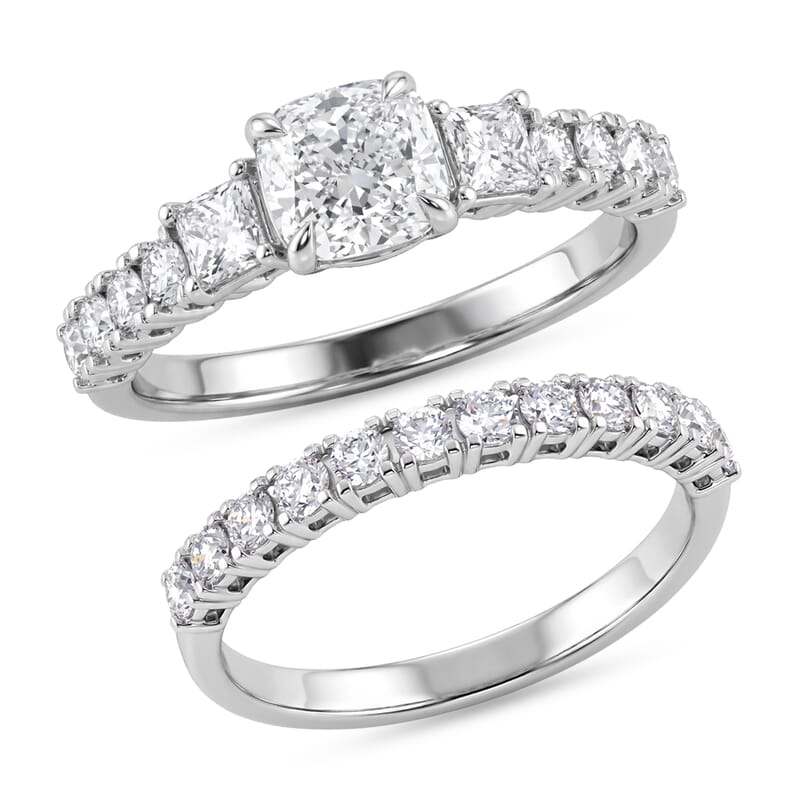 Luxuriant Lab Grown Diamond G-H SI1 2.10 ctw Set of 2 Ring in Sterling Silver (Size 7.0)