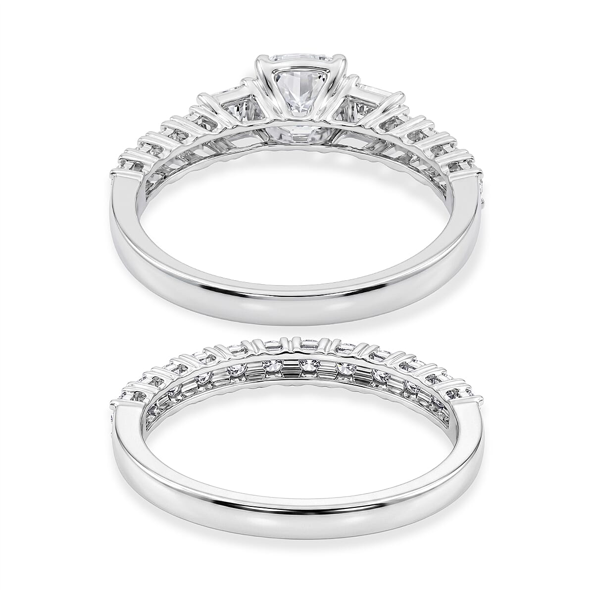 Luxuriant Lab Grown Diamond G-H SI1 2.10 ctw Set of 2 Ring in Sterling Silver (Size 7.0) image number 4