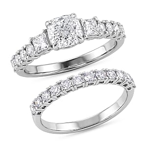 Luxuriant Lab Grown Diamond G-H SI1 2.10 ctw Set of 2 Ring in Sterling Silver (Size 9.0)