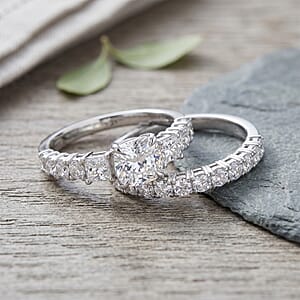 Luxuriant Lab Grown Diamond G-H SI1 2.10 ctw Set of 2 Ring in Sterling Silver (Size 9.0)
