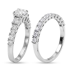 Luxuriant Lab Grown Diamond G-H SI1 2.10 ctw Set of 2 Ring in Sterling Silver (Size 9.0)