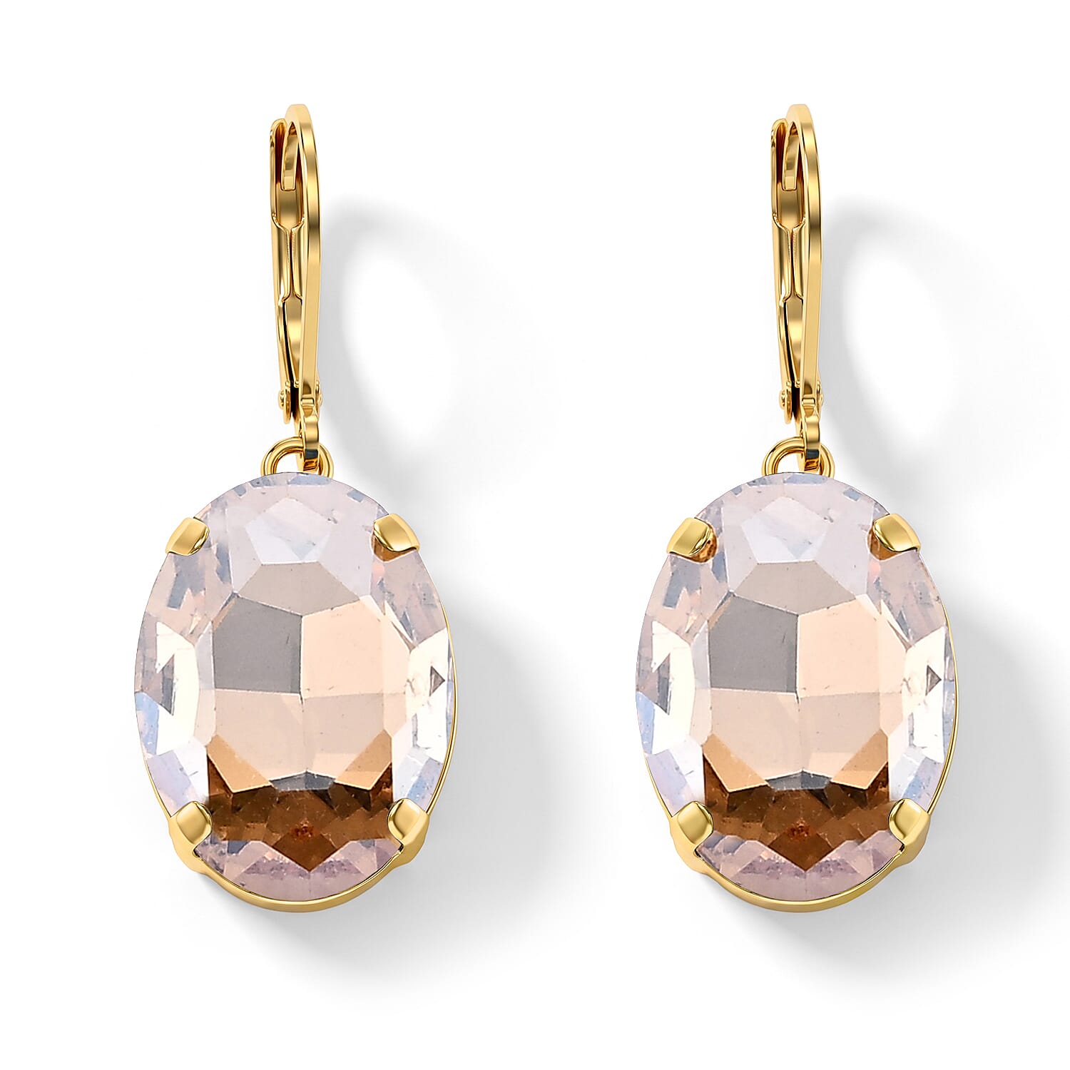 Austrian Multi Crystal and Multi Glass Set of 2 Bracelet (7.50-9.50In) and Earrings in ION Plated YG Stainless Steel