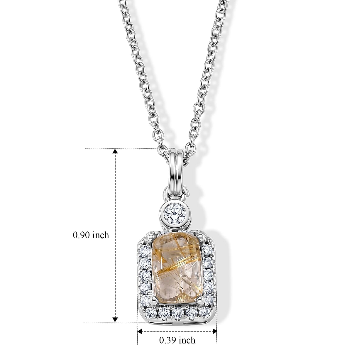Golden Rutilated Quartz and Simulated Diamond 4.00 ctw Beaded Necklace in Silvertone (20 Inches) image number 4