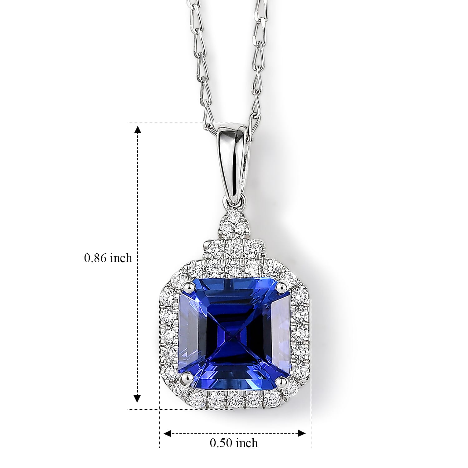 Certified & Appraised Rhapsody Asscher Cut AAAA Tanzanite and Diamond E-F VS 3.85 ctw Pendant Necklace in 950 Platinum 20 Inches
