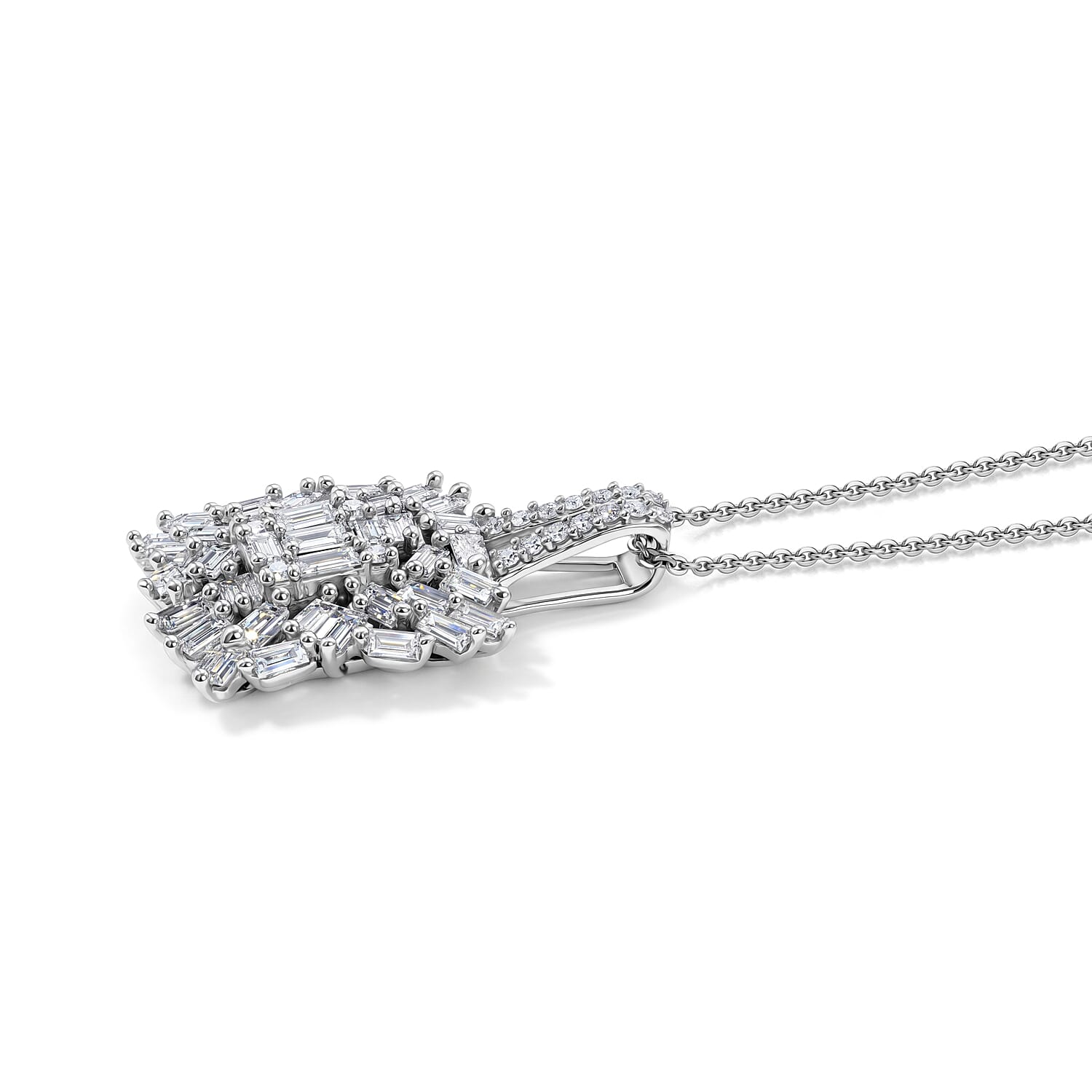 Luxuriant Lab Grown Diamond G-H SI 1.50 ctw Pendant Necklace in Rhodium Over Sterling Silver 20 Inches