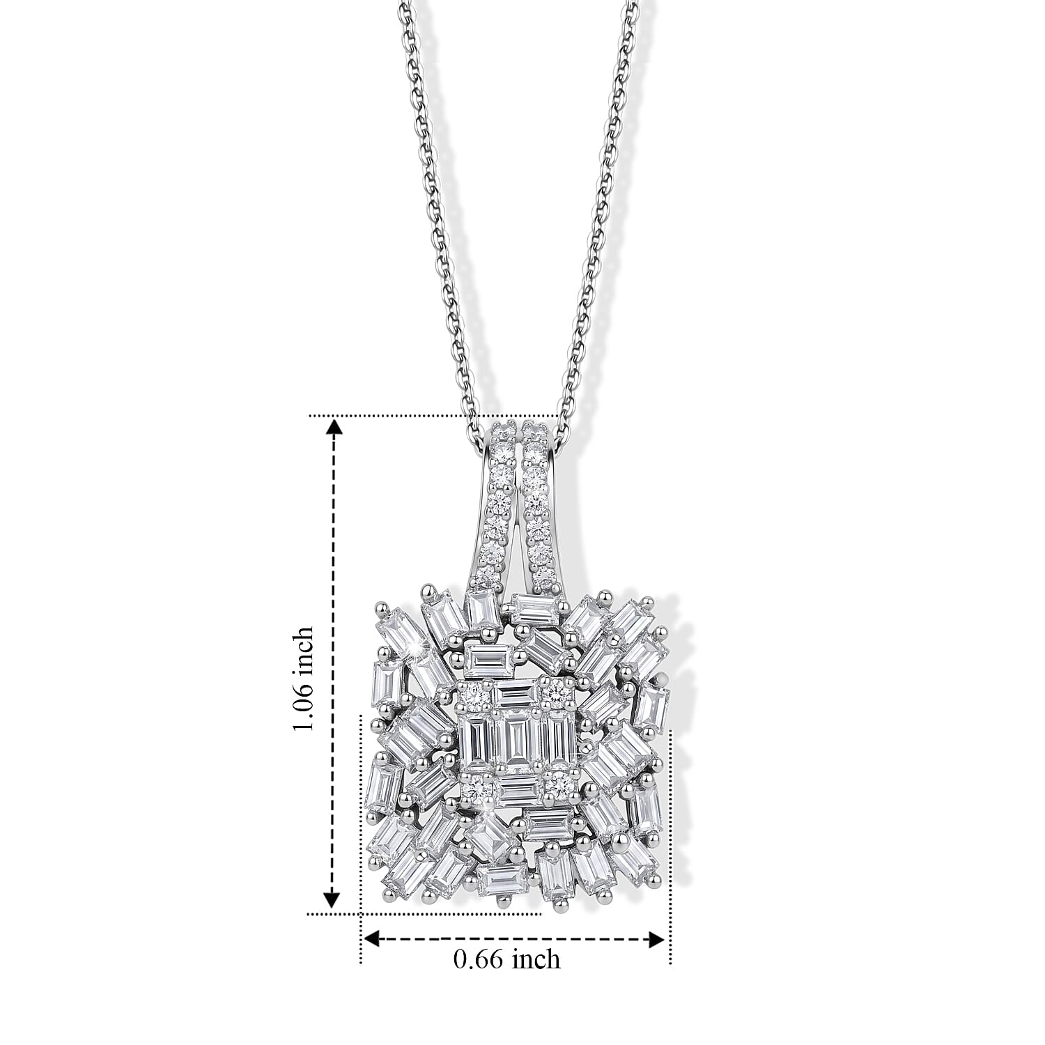 Luxuriant Lab Grown Diamond G-H SI 1.50 ctw Pendant Necklace in Rhodium Over Sterling Silver 20 Inches
