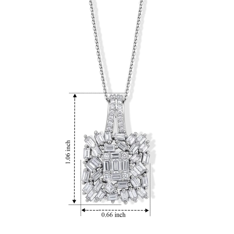Luxuriant Lab Grown Diamond G-H SI 1.50 ctw Pendant Necklace in Rhodium Over Sterling Silver 20 Inches