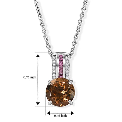 EverTrue Autumn Alexite and Multi Gemstone 4.00 ctw Glow Majesty Pendant in Platinum Bond with Stainless Steel Necklace (20 Inches)