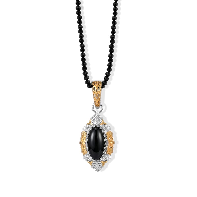 EverTrue Black Jade (D) Earrings, Ring (Size 6.0) and Pendant with Black Spinel Beaded Necklace (20 Inches) in 18K YG Plated and Platinum Bond 92.20 ctw