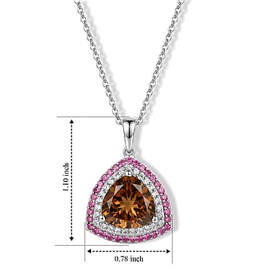 EverTrue Autumn Alexite and Multi Gemstone 6.70 ctw Crown of Firelight Pendant in Platinum Bond with Stainless Steel Necklace (20 Inches)