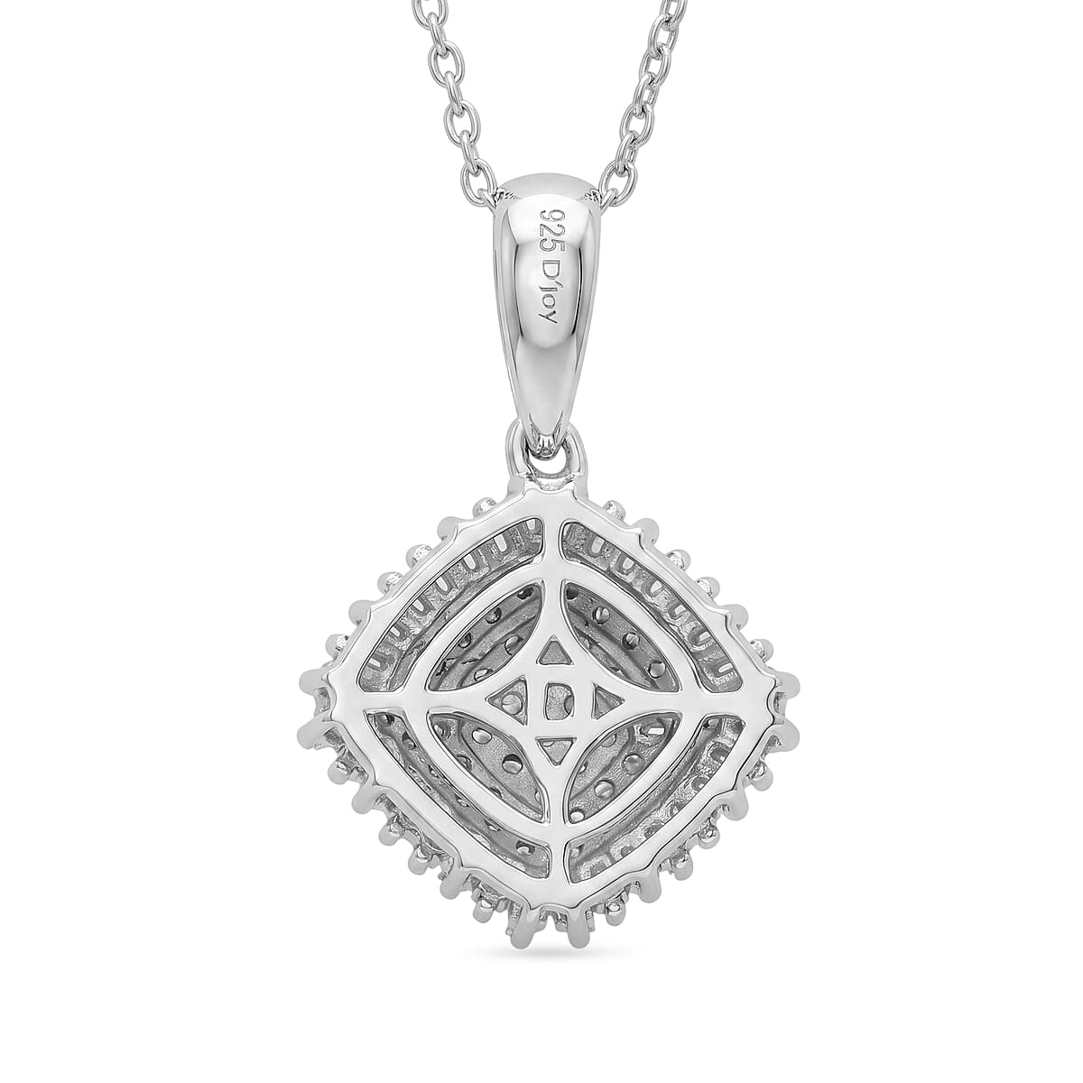 D'Joy Diamond Deco Meridian Pendant Necklace (20 Inches) in Rhodium Over Sterling Silver 0.50 ctw image number 4