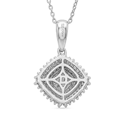 D'Joy Diamond 0.50 ctw Deco Meridian Pendant Necklace in Rhodium Over Sterling Silver 20 Inches