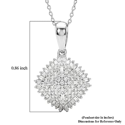 D'Joy Diamond 0.50 ctw Deco Meridian Pendant Necklace in Rhodium Over Sterling Silver 20 Inches