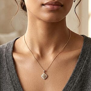 D'Joy Natural Champagne Diamond 0.50 ctw Deco Meridian Pendant Necklace in 18K Vermeil Rose Gold Over Sterling Silver 18-20 Inches