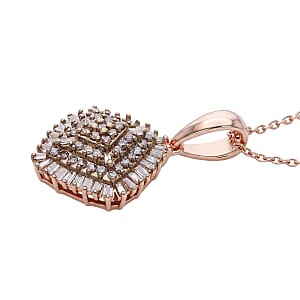 D'Joy Natural Champagne Diamond 0.50 ctw Deco Meridian Pendant Necklace in 18K Vermeil Rose Gold Over Sterling Silver 18-20 Inches