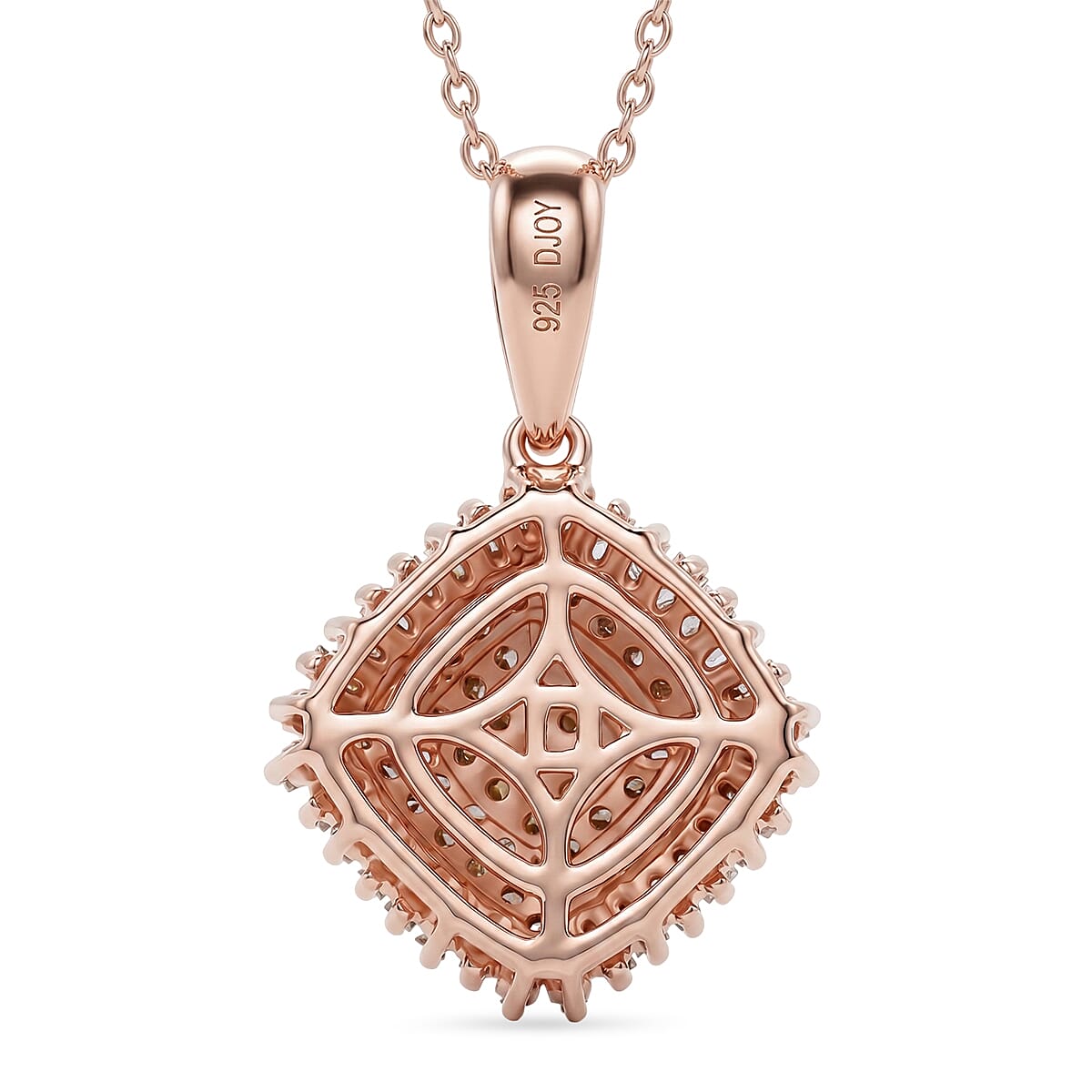 D'Joy Natural Champagne Diamond 0.50 ctw Deco Meridian Pendant Necklace in 18K Vermeil Rose Gold Over Sterling Silver 18-20 Inches image number 4