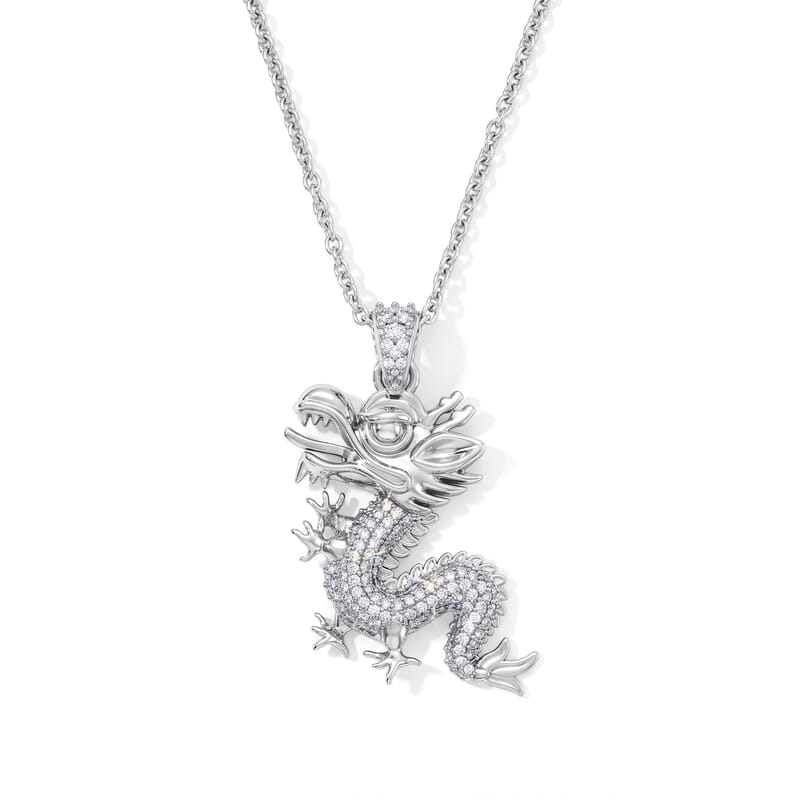 Simulated Diamond Pendant in Platinum Bond with Stainless Steel Necklace 20 Inches