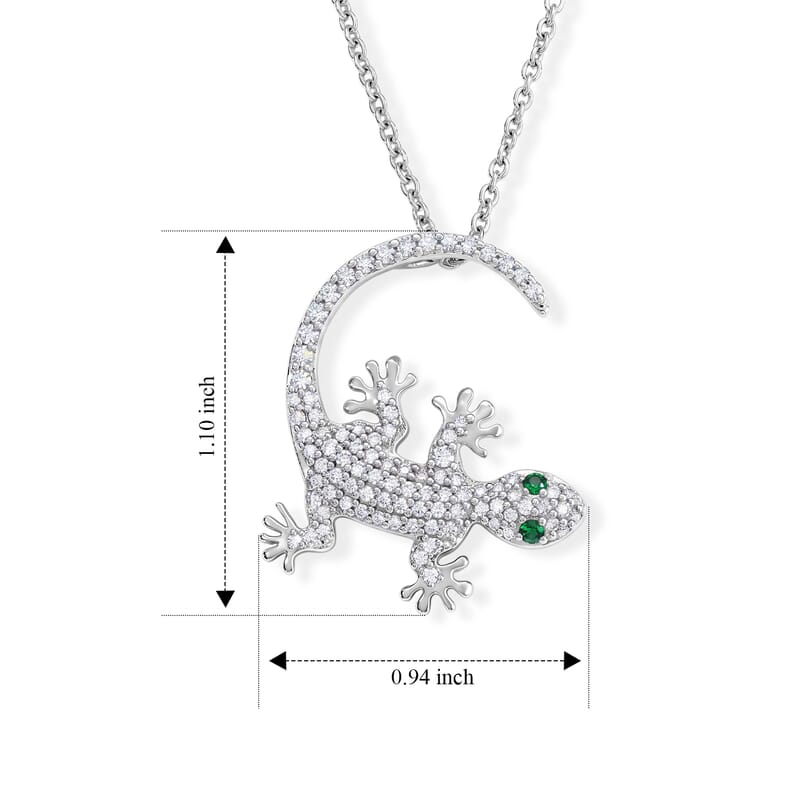 Simulated Green and White Diamond Pendant in Platinum Bond with Stainless Steel Necklace 20 Inches