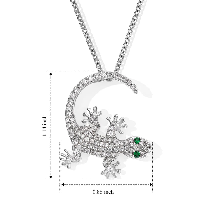 Simulated Green and White Diamond Pendant in Platinum Bond with Stainless Steel Necklace 20 Inches
