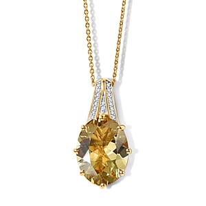 D'Joy Yellow Labradorite and Moissanite 8.00 ctw Pendant Necklace in 18K Vermeil Yellow Gold Over Sterling Silver 20 Inches