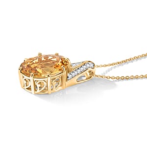 D'Joy Yellow Labradorite and Moissanite 8.00 ctw Pendant Necklace in 18K Vermeil Yellow Gold Over Sterling Silver 20 Inches