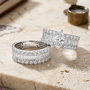 Lab Grown Diamond SI1 5.24 ctw Set of 2 Ring in Sterling Silver (Size 6.00)