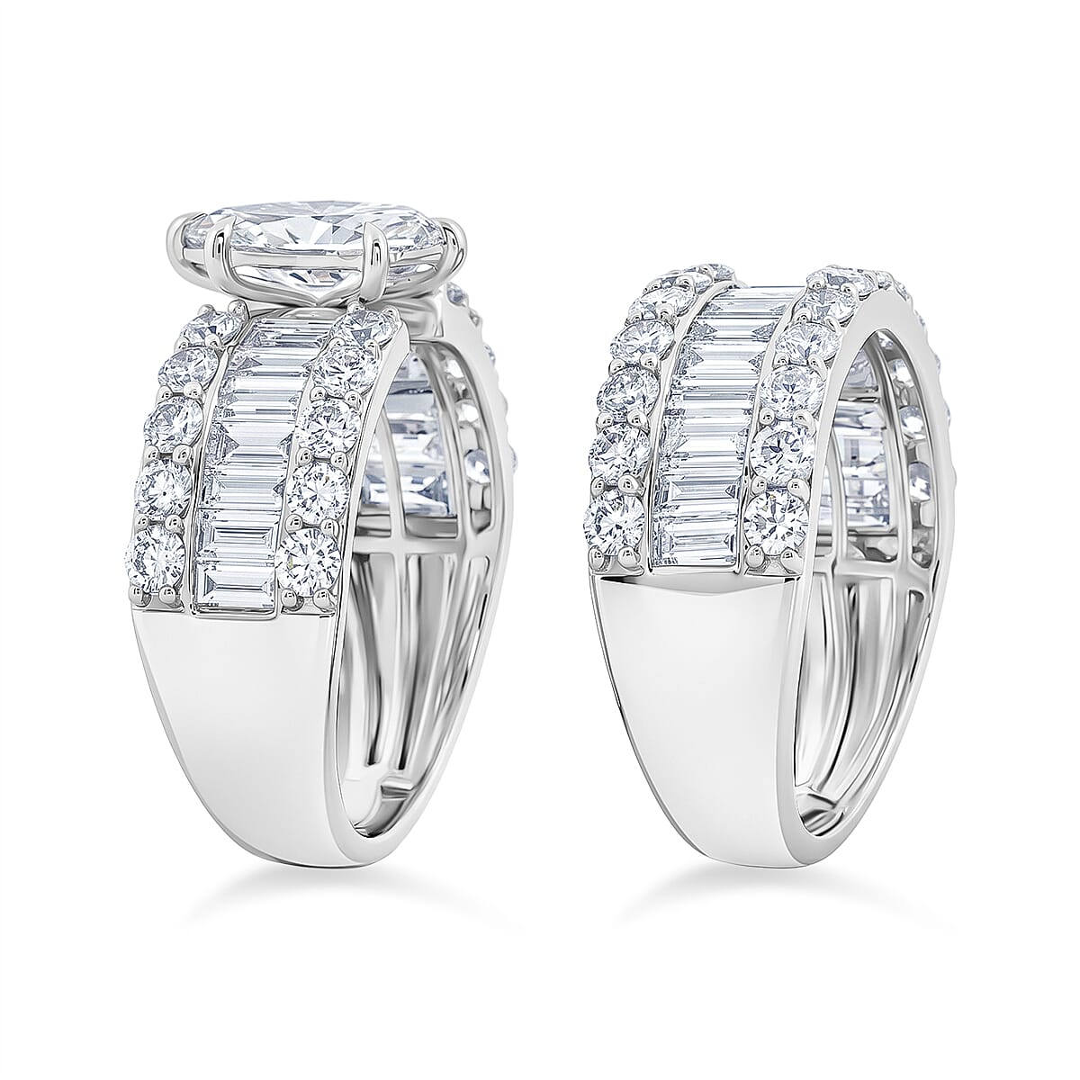 Lab Grown Diamond SI1 5.24 ctw Set of 2 Ring in Sterling Silver (Size 6.00)