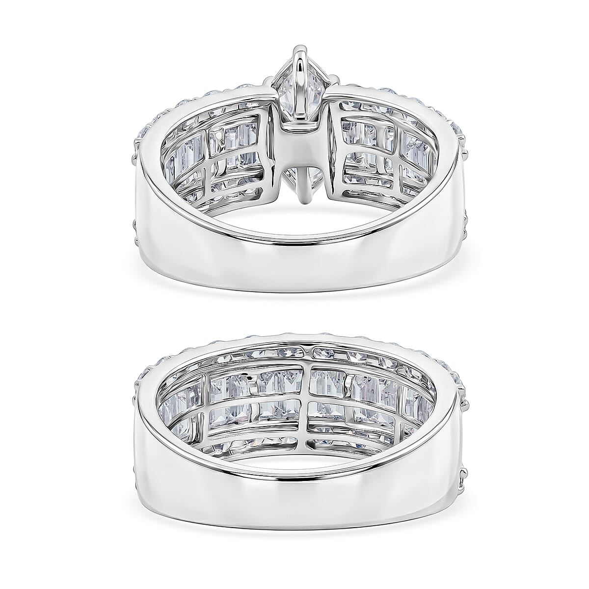 JCK Closeout Deal Lab Grown Diamond (SI1) Set of 2 Ring in Sterling Silver (Size 6.00)  5.25 ctw image number 4