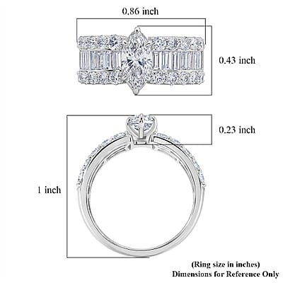 Lab Grown Diamond SI1 5.24 ctw Set of 2 Ring in Sterling Silver (Size 6.00)